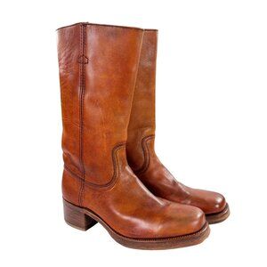 Vintage FRYE 1970s Black Label Campus Boots Mens Size 12 D Orange Leather 2556